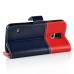 Cute Smile Face Dual Color Magnetic Stand Leather Case with Card Holder for Samsung Galaxy S5 - Royalblue/Red