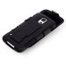 Delicate Detached Hybrid PC and Silicone Protective Stand Case with Belt Clip Holster for Samsung Galaxy S5 - Black