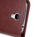 Delicate Horse Skin Magnetic Folio Wallet Stand Leather Case Cover with Card Slot for Samsung Galaxy S4 - Brown