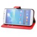 Delicate Horse Skin Magnetic Folio Wallet Stand Leather Case Cover with Card Slot for Samsung Galaxy S4 - Red