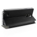 Delicate Metal Slide Touch Stand Leather Case with Window View for Samsung Galaxy Note 4 - Black