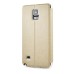 Delicate Metal Slide Touch Stand Leather Case with Window View for Samsung Galaxy Note 4 - Gold