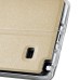 Delicate Metal Slide Touch Stand Leather Case with Window View for Samsung Galaxy Note 4 - Gold