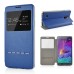 Delicate Metal Slide Touch Stand Leather Case with Window View for Samsung Galaxy Note 4 - Royalblue