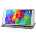 Delicate Metal Slide Touch Stand Leather Case with Window View for Samsung Galaxy S5 - White