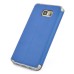 Delicate Metal Slide Touch Stand Leather Window View Case For Samsung Galaxy Note 5 - Dark Blue