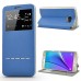 Delicate Metal Slide Touch Stand Leather Window View Case For Samsung Galaxy Note 5 - Dark Blue