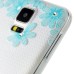 Diamond Embedded Thin Blue Flower TPU Protective Case for Samsung Galaxy S5