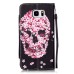 Drawing Pattern Magnetic Flip Wallet Leather Case for Samsung Galaxy Note 5 - Pink Flower Skeleton