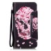Drawing Pattern Magnetic Flip Wallet Leather Case for Samsung Galaxy Note 5 - Pink Flower Skeleton