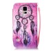 Drawing Pattern Magnetic Flip Wallet Leather Case for Samsung Galaxy S5 - Purple Dreamcatcher