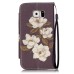 Drawing Pattern Magnetic Flip Wallet Leather Case for Samsung Galaxy S6 - Elegant White Flower