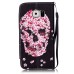 Drawing Pattern Magnetic Flip Wallet Leather Case for Samsung Galaxy S6 - Pink Flower Skeleton