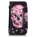 Drawing Pattern Magnetic Flip Wallet Leather Case for Samsung Galaxy S6 - Pink Flower Skeleton