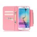 Drawing Pattern Magnetic Flip Wallet Leather Case for Samsung Galaxy S6 Edge - Pink Eiffel Tower