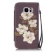 Drawing Pattern Magnetic Flip Wallet Leather Case for Samsung Galaxy S7 Edge G935 - Elegant White Flower