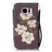 Drawing Pattern Magnetic Flip Wallet Leather Case for Samsung Galaxy S7 G930 - Elegant White Flower