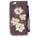 Drawing Pattern Magnetic Flip Wallet Leather Case for iPhone 6s - Elegant White Flower