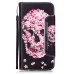 Drawing Pattern Magnetic Flip Wallet Leather Case for iPhone 6s Plus - Pink Flower Skeleton