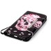 Drawing Pattern Magnetic Flip Wallet Leather Case for iPhone 6s Plus - Pink Flower Skeleton