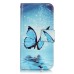 Drawing Printed Bling Blue Butterfly PU Leather Flip Wallet Stand Case With Card Slots for iPhone 7