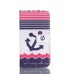 Drawing Printed Horizontal Stripe Anchor PU Leather Flip Wallet Case for Samsung Galaxy S5 - SM-G900