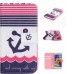 Drawing Printed Horizontal Stripe Anchor PU Leather Flip Wallet Case for Samsung Galaxy S5 - SM-G900