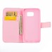 Drawing Printed Pink Doughnut PU Leather Flip Wallet Case for Samsung Galaxy S6 Edge