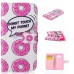 Drawing Printed Pink Doughnut PU Leather Flip Wallet Case for Samsung Galaxy S6 Edge