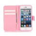 Drawing Printed Pink Doughnut PU Leather Flip Wallet Case for iPhone SE/5s