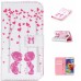 Drawing Printed Pink Heart Tree And Sweet Kids PU Leather Flip Wallet Case for Samsung Galaxy S5 - SM-G900