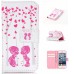 Drawing Printed Pink Heart Tree And Sweet Kids PU Leather Flip Wallet Case for iPhone SE/5s