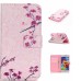 Drawing Printed Pink Plum Blossom PU Leather Flip Wallet Case for Samsung Galaxy S5 - SM-G900