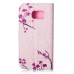 Drawing Printed Pink Plum Blossom PU Leather Flip Wallet Case for Samsung Galaxy S6 Edge