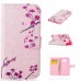 Drawing Printed Pink Plum Blossom PU Leather Flip Wallet Case for Samsung Galaxy S6 Edge