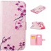 Drawing Printed Pink Plum Blossom PU Leather Flip Wallet Case for Samsung Galaxy S6 SM-G9200