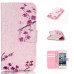 Drawing Printed Pink Plum Blossom PU Leather Flip Wallet Case for iPhone SE/5s