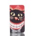 Drawing Printed Smile Cat PU Leather Flip Wallet Case for Samsung Galaxy S5 - SM-G900