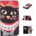 Drawing Printed Smile Cat PU Leather Flip Wallet Case for Samsung Galaxy S5 - SM-G900