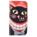 Drawing Printed Smile Cat PU Leather Flip Wallet Case for Samsung Galaxy S6 Edge