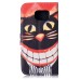 Drawing Printed Smile Cat PU Leather Flip Wallet Case for Samsung Galaxy S6 Edge