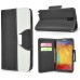 Dual Color Magnetic Wallet Flip Leather Case with Card Slot and Strap for Samsung Galaxy Note 3 - Black