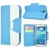 Dual Color Magnetic Wallet Flip Leather Case with Card Slot and Strap for Samsung Galaxy S4 - Blue