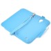 Dual Color Magnetic Wallet Flip Leather Case with Card Slot and Strap for Samsung Galaxy S4 - Blue