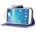 Dual Color Magnetic Wallet Flip Leather Case with Card Slot and Strap for Samsung Galaxy S4 - Dark Blue