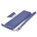 Dual Color Magnetic Wallet Flip Leather Case with Card Slot and Strap for Samsung Galaxy S4 - Dark Blue