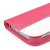 Dual Color Magnetic Wallet Flip Leather Case with Card Slot and Strap for Samsung Galaxy S4 - Magenta