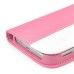 Dual Color Magnetic Wallet Flip Leather Case with Card Slot and Strap for Samsung Galaxy S4 - Pink