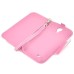 Dual Color Magnetic Wallet Flip Leather Case with Card Slot and Strap for Samsung Galaxy S4 - Pink