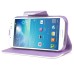 Dual Color Magnetic Wallet Flip Leather Case with Card Slot and Strap for Samsung Galaxy S4 - Purple